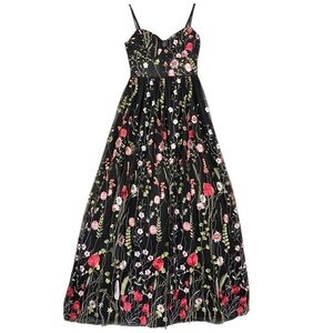 City Studio Mesh Overlay See Through Corset Floral Emboidered Formal Dress Sz 7